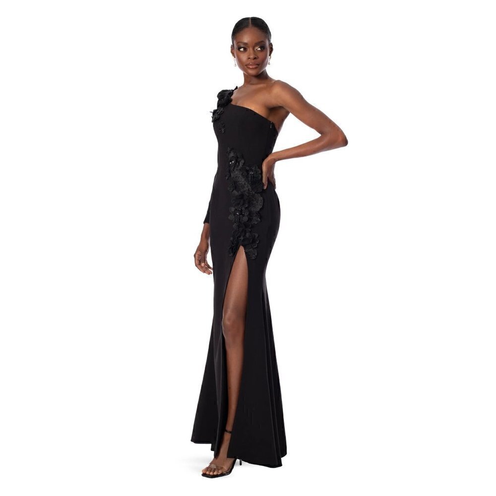 HELSI Mara Embellished One-Shoulder Gown in Black Size Medium